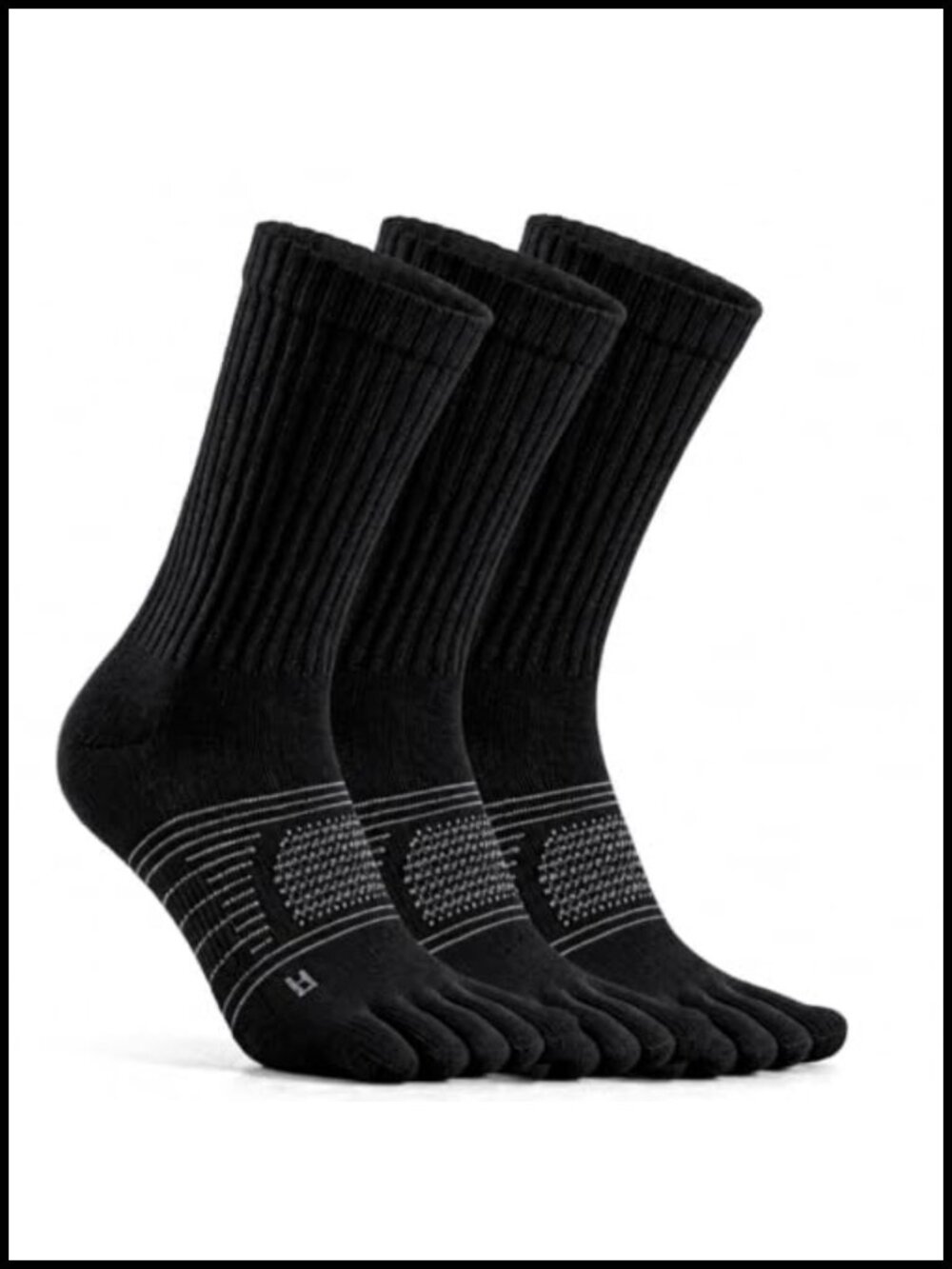 Merino Wool Toe Socks Five Finger Crew Athletic Hiking Breathable 3 Pairs